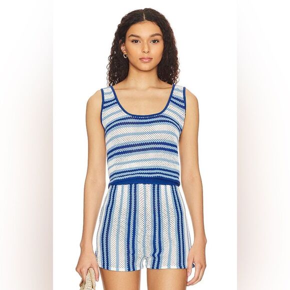 Solid & Striped The Charlie Cover Up Set/top and bottom/ in Marina Blue Stripe - Picture 2 of 5